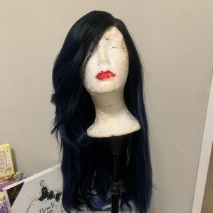 Straight Blue middle part wig